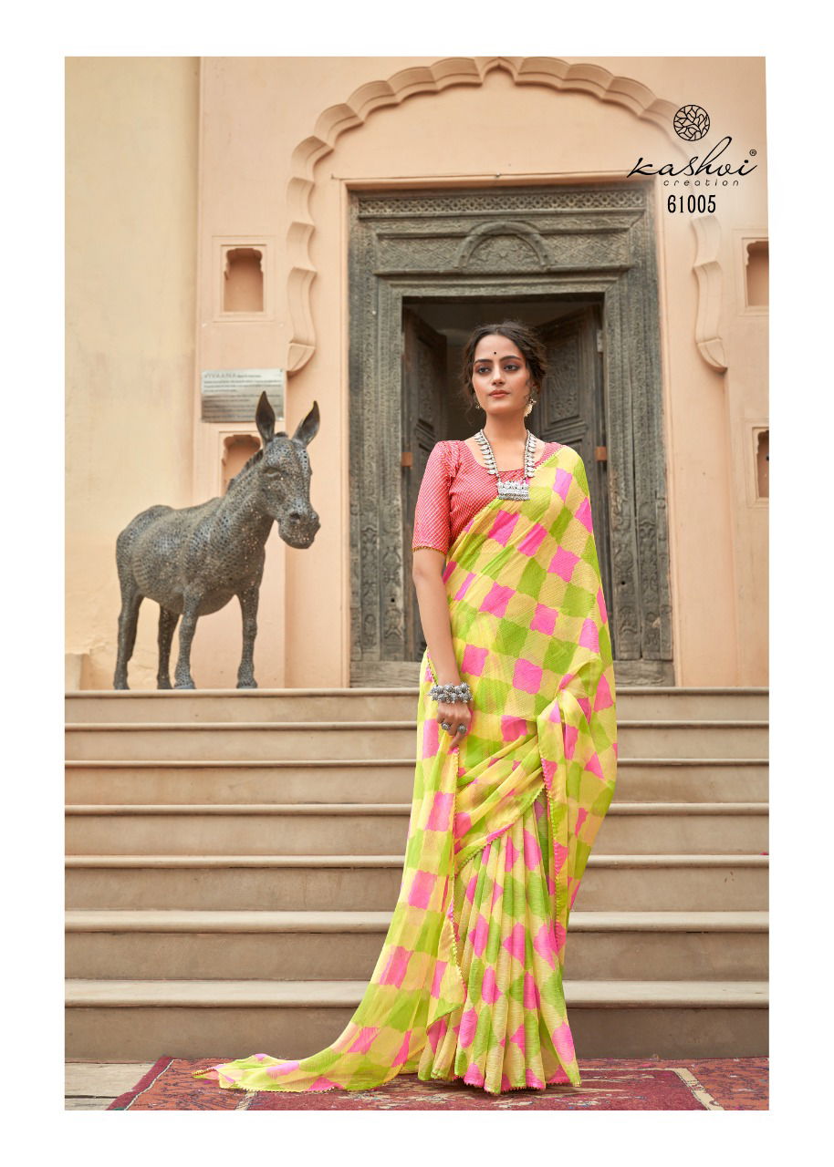 Kashvi Tanishq Fancy Printed Designer Chiffon Ethnic Wear Saree Collection 